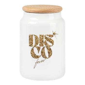 Disco Fever Glitzernde Farben der 80er Jahre - Keksdose mit Holzdeckel - Weiß - Vorne