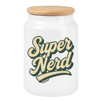 Super Nerd Retro Script - Boîte à biscuits avec couvercle en bois - blanc - Devant