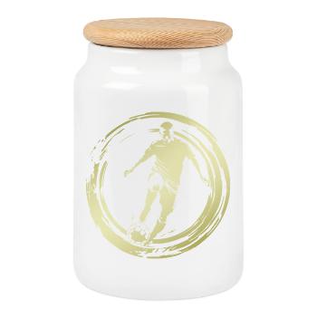 Soccer Soccer Player Silhouette - Cookie Jar with Wooden Lid - white - Front
