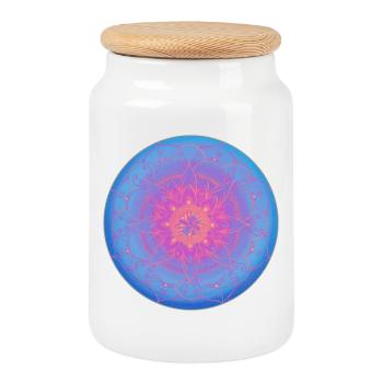 Mandala de rêve en bleu-violet - Boîte à biscuits avec couvercle en bois - blanc - Devant