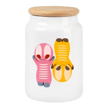 Cute kawaii figure - Cookie Jar with Wooden Lid - white - Front