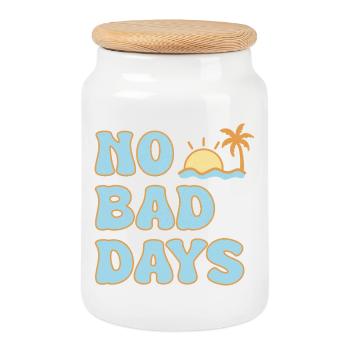 No Bad Days – a summer positive vibe - Cookie Jar with Wooden Lid - white - Front