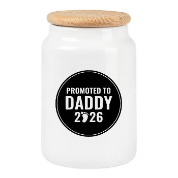 Promoted To Daddy 2026 - Keksdose mit Holzdeckel - Weiß - Vorne