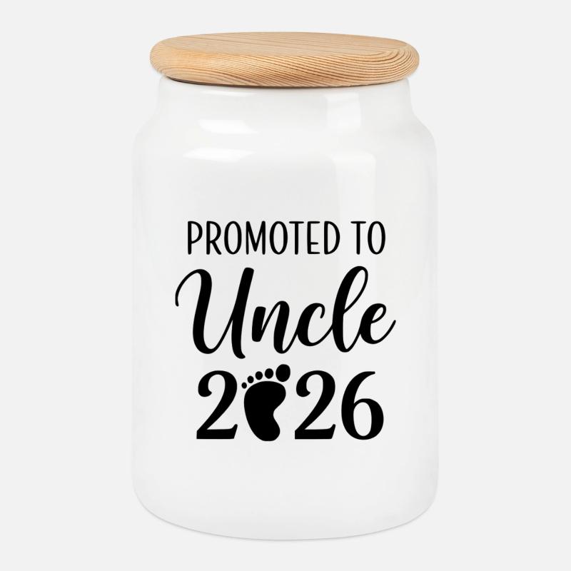 Promoted To Uncle 2026 - Keksdose mit Holzdeckel - Weiß