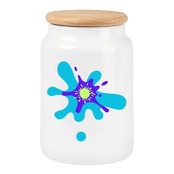 Motif de frappe de couleur abstrait - Boîte à biscuits avec couvercle en bois - blanc - Devant