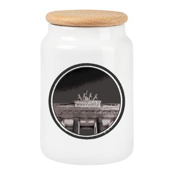 Abendliche Berliner Brandenburger Tor - Keksdose mit Holzdeckel - Weiß - Vorne