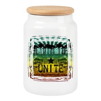 Design de motivation Unity avec des couleurs Reggae - Boîte à biscuits avec couvercle en bois - blanc - Devant