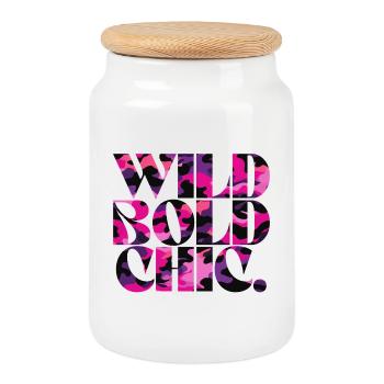 Wild Bold Chic Camo Muster Design - Keksdose mit Holzdeckel - Weiß - Vorne
