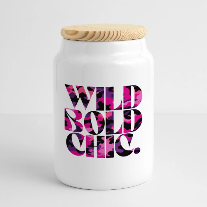 Wild Bold Chic Camo Pattern Design Cookie Jar with Wooden Lid