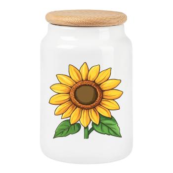 Tournesol Graphique - Boîte à biscuits avec couvercle en bois - blanc - Devant