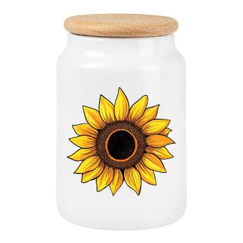 sonnenblume - Keksdose mit Holzdeckel - Weiß - Vorne