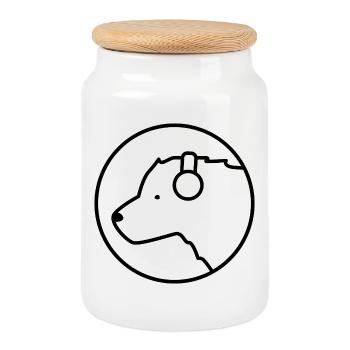 Eisbär DJ – Musique, polaire et facteur de fraîcheur - Boîte à biscuits avec couvercle en bois - blanc - Devant