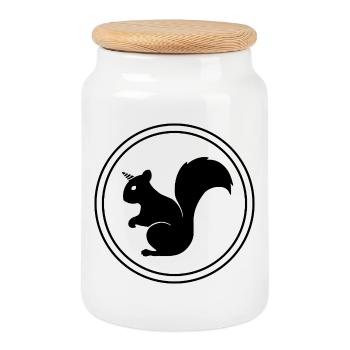 Squirrel – mythical creature, word play & fairy tale fun - Cookie Jar with Wooden Lid - white - Front