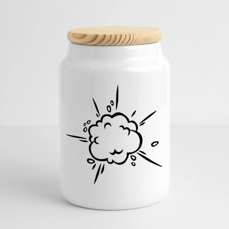 Comic Dust Cloud Cookie Jar with Wooden Lid