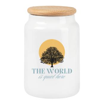 Le monde est calme ici - Boîte à biscuits avec couvercle en bois - blanc - Devant
