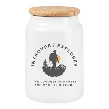 Les trajets les plus bruyants se font en silence - Boîte à biscuits avec couvercle en bois - blanc - Devant