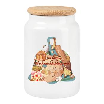 Forme De Cloche Dans La Boulangerie De Noël - Boîte à biscuits avec couvercle en bois - blanc - Devant