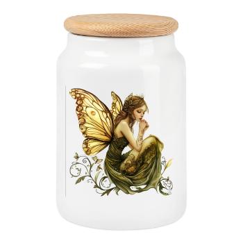Illustration de sorts de plantes elfiques - Boîte à biscuits avec couvercle en bois - blanc - Devant