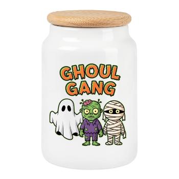 Ghoul Gang Ghost Zombie Mummy Halloween - Cookie Jar with Wooden Lid - white - Front