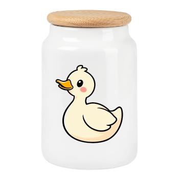 Canard - Boîte à biscuits avec couvercle en bois - blanc - Devant