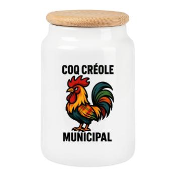 Coq Creole Municipal - Boîte à biscuits avec couvercle en bois - blanc - Devant