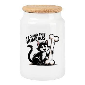 J’ai trouvé l’huméreux - Cat Lover Design - Boîte à biscuits avec couvercle en bois - blanc - Devant