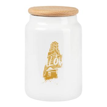 Duotone illustration Toulouse Saint-Nicolas church - Cookie Jar with Wooden Lid - white - Front