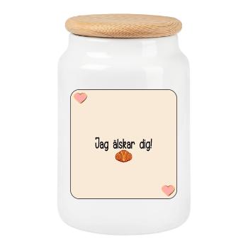 Je t’adore les pâtisseries - Boîte à biscuits avec couvercle en bois - blanc - Devant