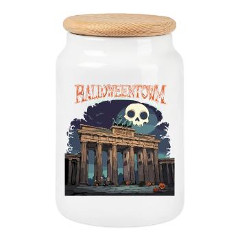 Halloween Town Berlin Halloween Party - Cookie Jar with Wooden Lid - white - Front