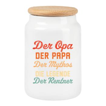 Opa Papa Rentner  - Keksdose mit Holzdeckel - Weiß - Vorne