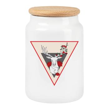 Cerf Vache Costume Cuir Chasse au Cerf Festival des Alpes Sauvages - Boîte à biscuits avec couvercle en bois - blanc - Devant