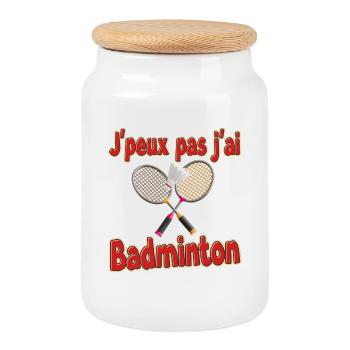 J'peux pas j'ai Badminton - Boîte à biscuits avec couvercle en bois - blanc - Devant