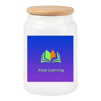T-shirt La connaissance, c’est le pouvoir" - Boîte à biscuits avec couvercle en bois - blanc - Devant