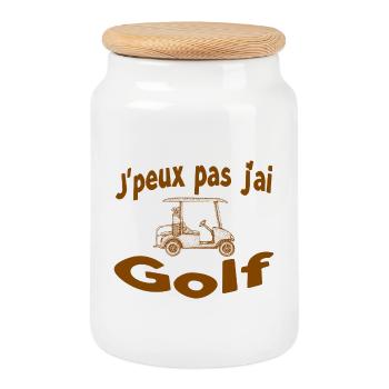 J'peux pas jai Golf - Boîte à biscuits avec couvercle en bois - blanc - Devant