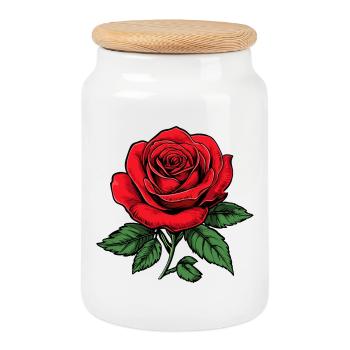 Rose  - Keksdose mit Holzdeckel - Weiß - Vorne