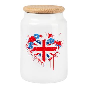Cœur de l’Union Jack Splash - Boîte à biscuits avec couvercle en bois - blanc - Devant