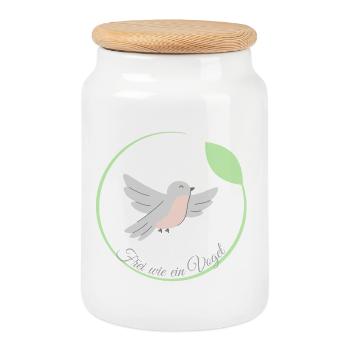 Libre comme un oiseau - Boîte à biscuits avec couvercle en bois - blanc - Devant