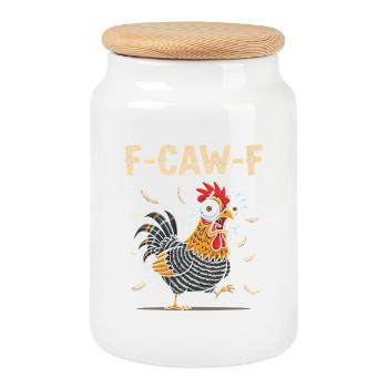 F-Caw-F Chicken Meme Funny Bielefeld Chicken - Cookie Jar with Wooden Lid - white - Front