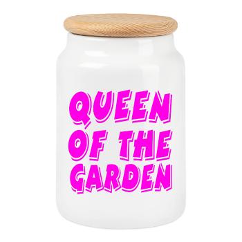 Garden - Cookie Jar with Wooden Lid - white - Front