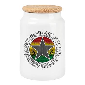 Bénédictions de Jah Roots Reggae Star - Boîte à biscuits avec couvercle en bois - blanc - Devant