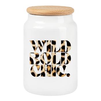 Wild Bold Chic Typography - Cookie Jar with Wooden Lid - white - Front