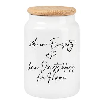 Fonctionnement 24 heures sur 24 - pas d’heure de fermeture pour maman - Boîte à biscuits avec couvercle en bois - blanc - Devant