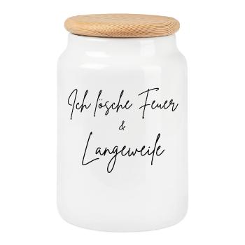Ich lösche Feuer & Langeweile - Keksdose mit Holzdeckel - Weiß - Vorne