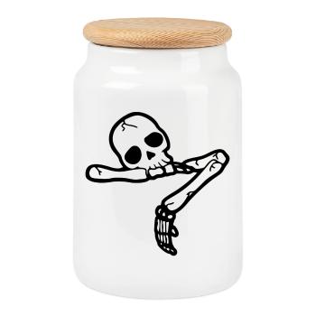 Chemise tête de mort et os croisés | T-shirt punk gothique - Boîte à biscuits avec couvercle en bois - blanc - Devant