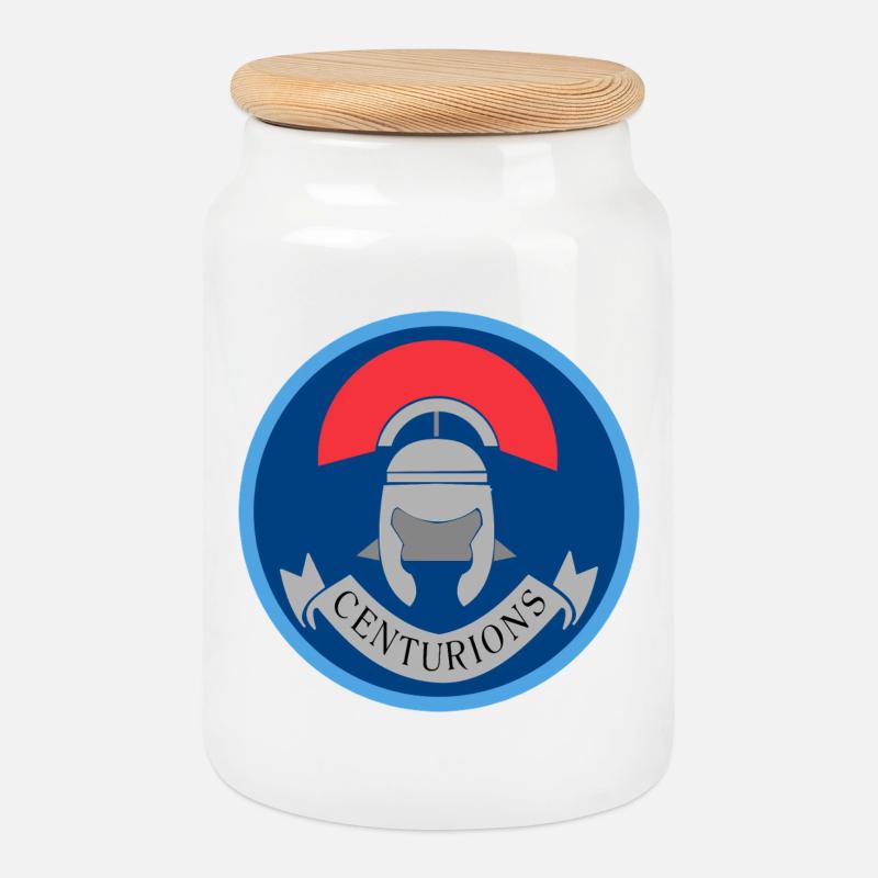 Zenturio-Wappen - Keksdose mit Holzdeckel - Weiß