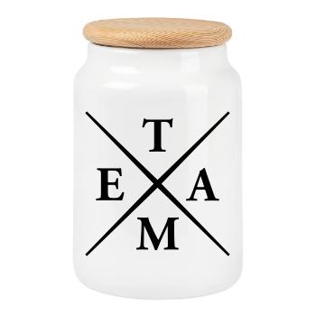 Team - Cookie Jar with Wooden Lid - white - Front