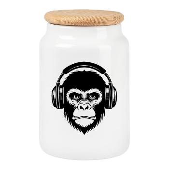 Streetstyle Monkey Head Graffiti Beat Edition Chemise - Boîte à biscuits avec couvercle en bois - blanc - Devant
