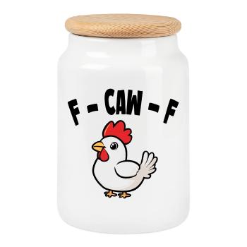 Sarkastisches Huhn F-CAW-F - Keksdose mit Holzdeckel - Weiß - Vorne