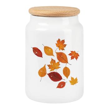 Autumn leaves without borders - Cookie Jar with Wooden Lid - white - Front