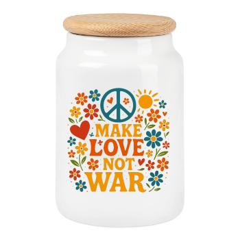 Pour la paix - contre la guerre | Message de paix - Boîte à biscuits avec couvercle en bois - blanc - Devant